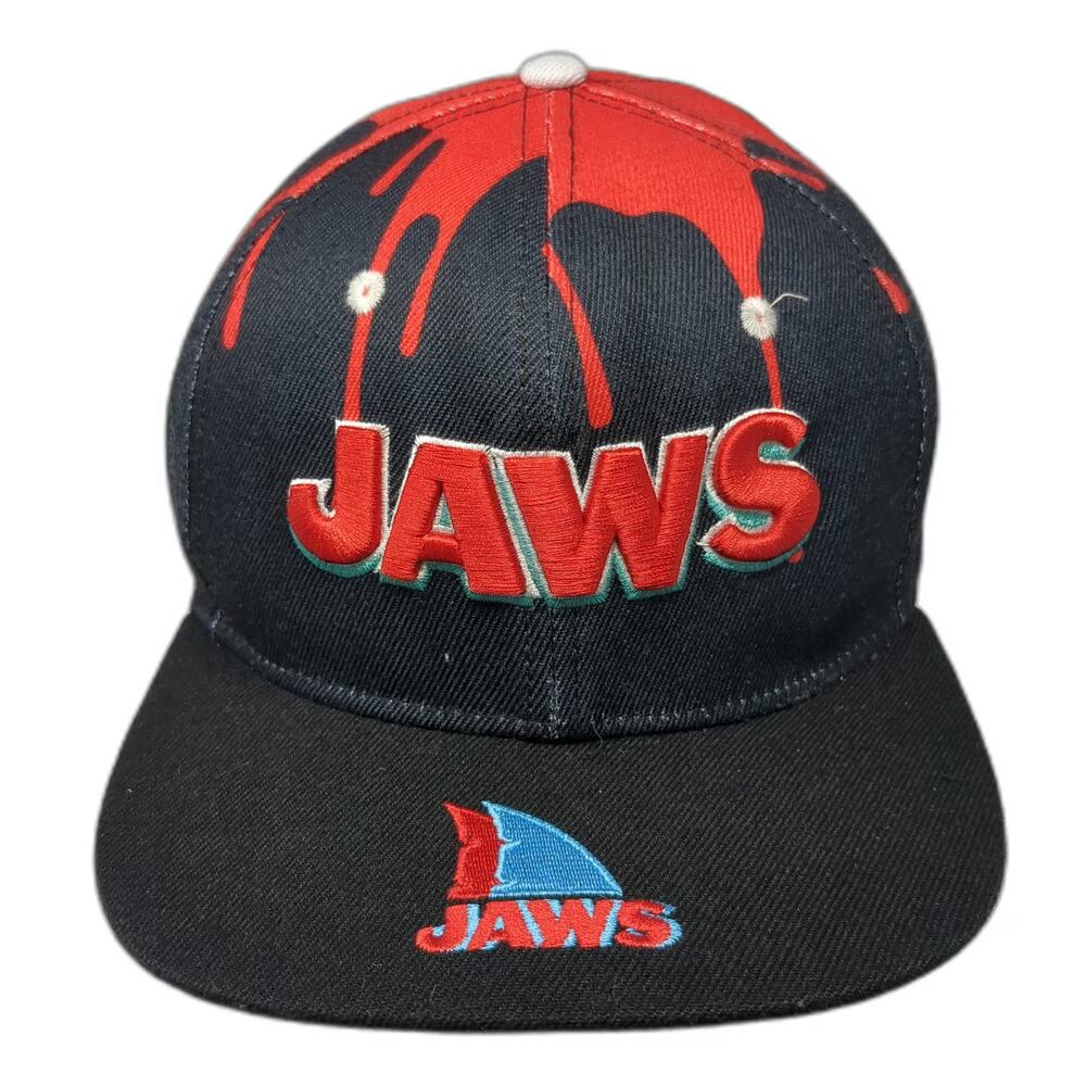 Headgear Classics Snapback Black Red One Size Jaws Movie Shark Blood Drip Hat